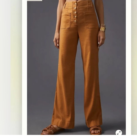 NWT 🤎 Maeve Anthropologie Relaxed Wide Leg Trousers - Picture 2 of 12